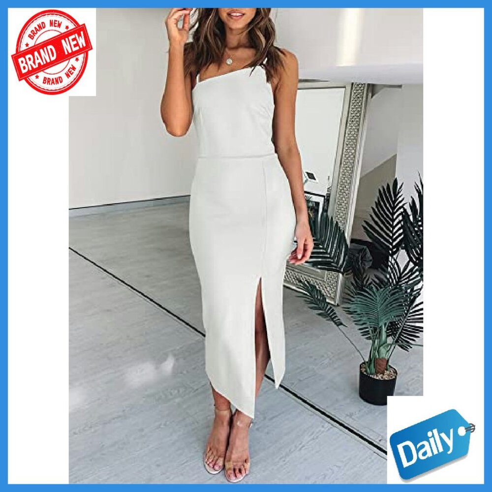 Adjustable Spaghetti Strap High Waist Split Midi … - image 6